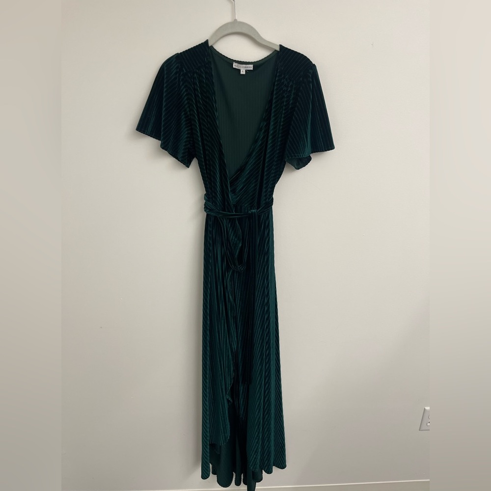 Baltic Born Ribbed Emerald Green Wrap Dress